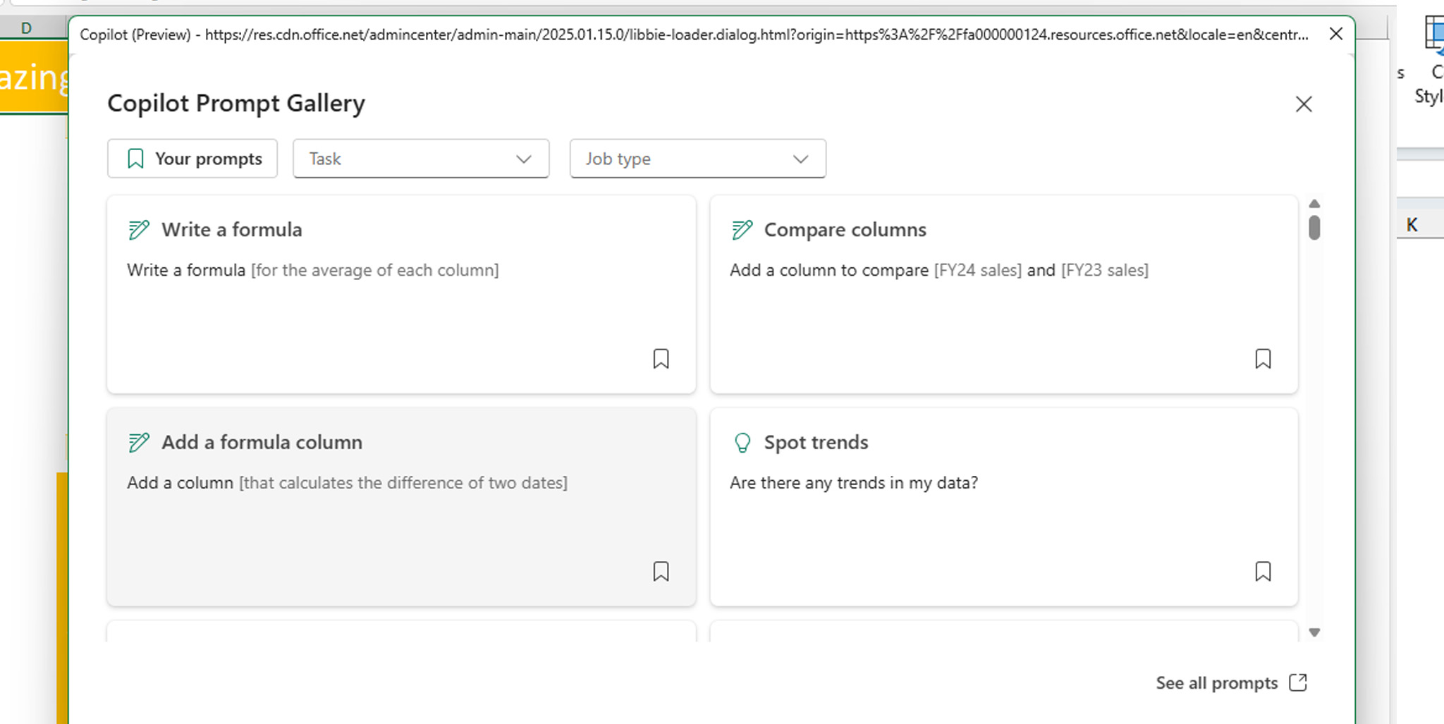 Excel showing copilot and a spreadsheet alignment that drops. 